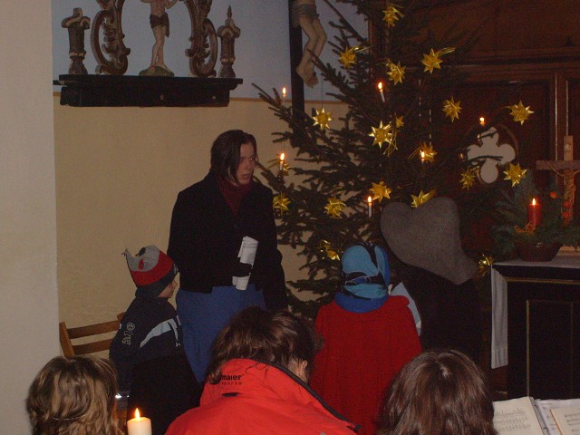 Maria und Joseph vorm Wirt, beim Krippenspiel 2007 in Burgwitz. Aufgenommen von Rico Krause am 24.12.2007.